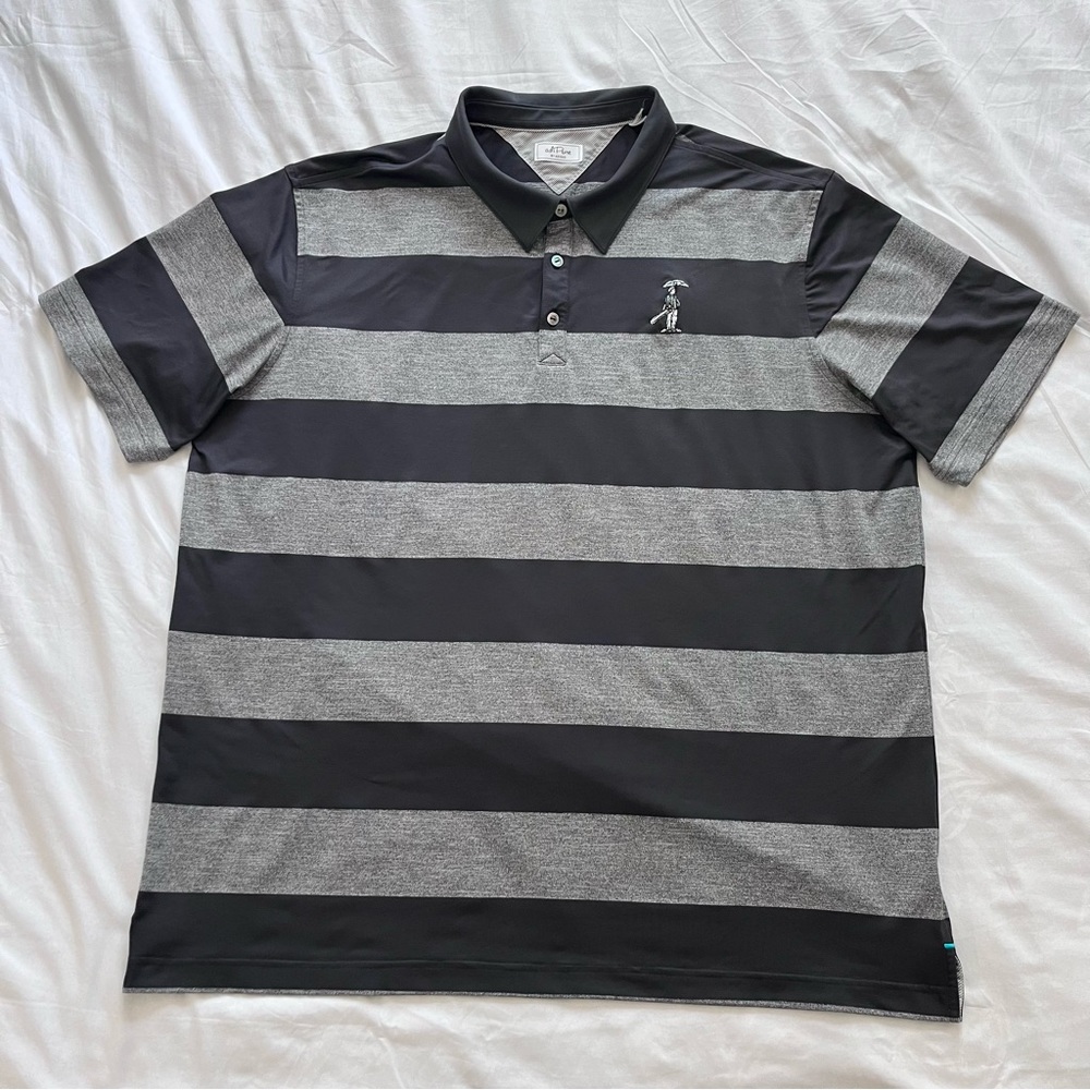 Adidas Adipure Striped Polo Shirt Golf Mens Size XXL 2XL Embroidered